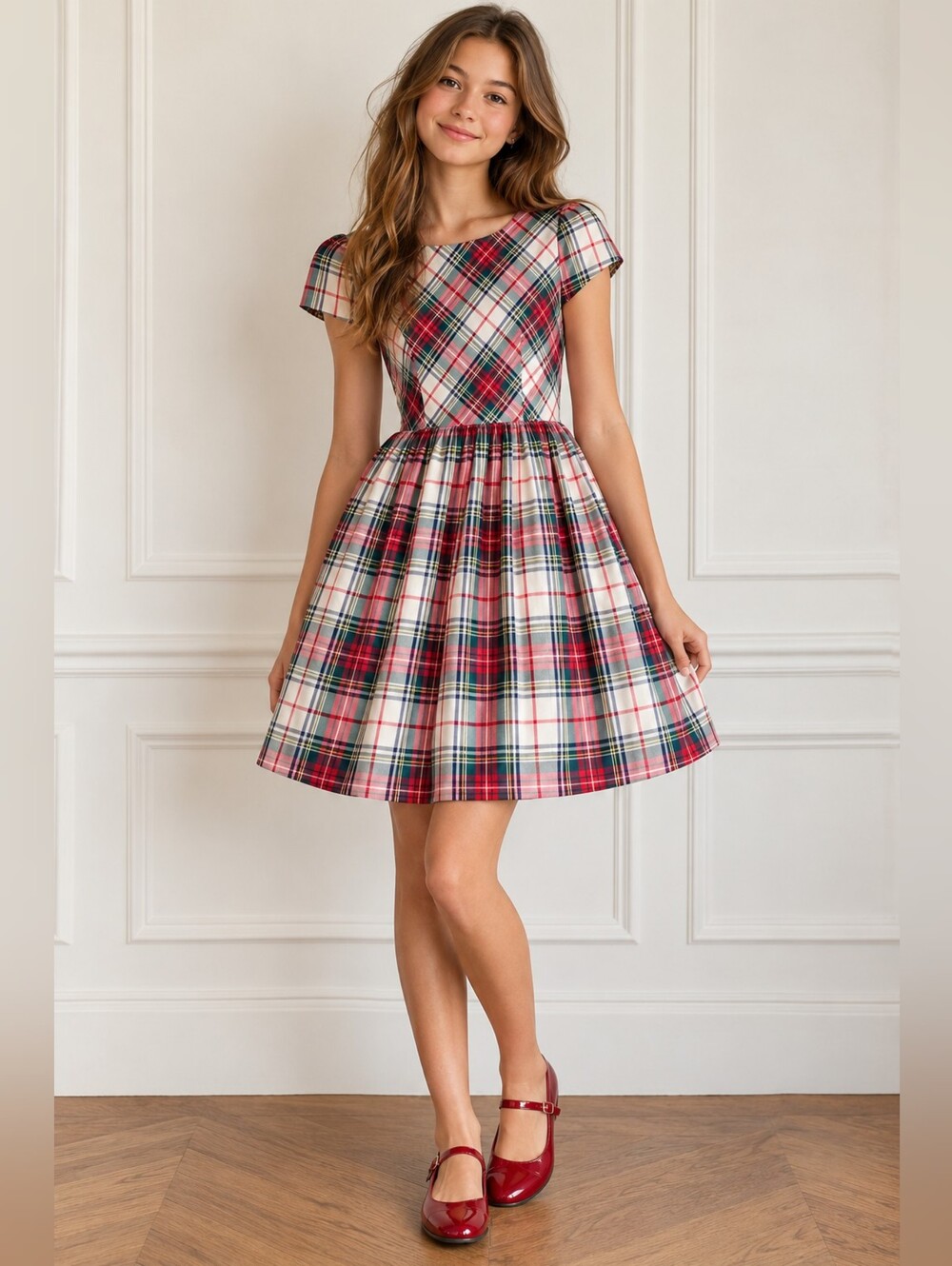 Polo Ralph Lauren Girls Plaid Taffeta Fit Flare Holiday Dress Size 16